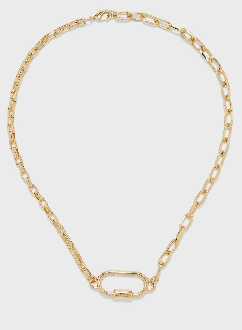 Ginger Triple Layered Chain Necklace With Sunburst Pendent