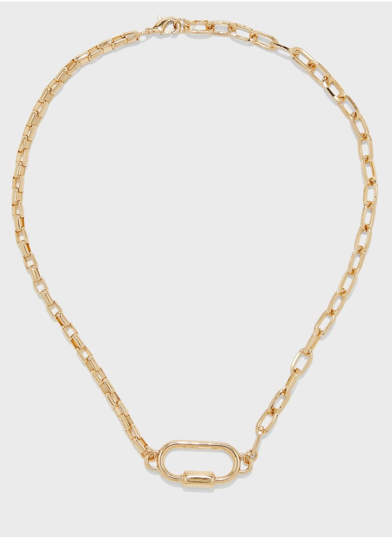 Ginger Triple Layered Chain Necklace With Sunburst Pendent  - Image 4