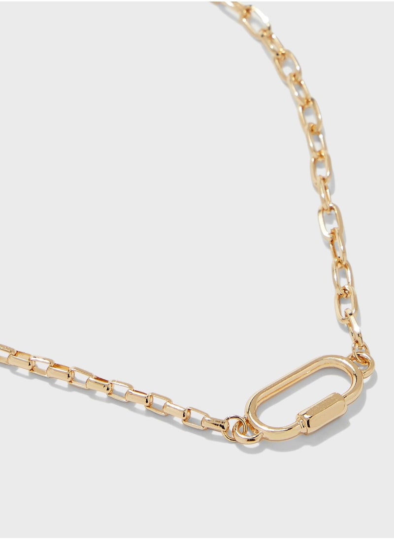 Ginger Triple Layered Chain Necklace With Sunburst Pendent  - Image 5