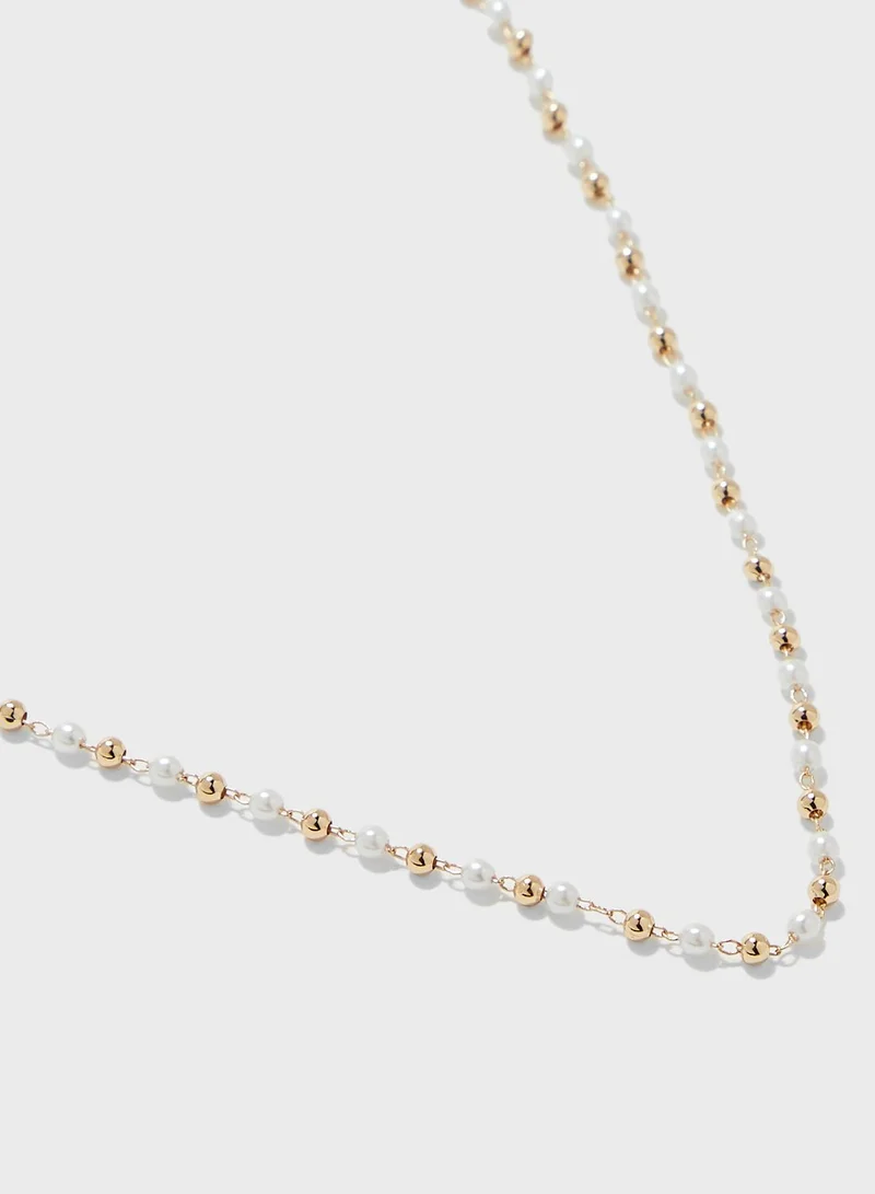 Ginger Triple Layered Chain Necklace With Sunburst Pendent