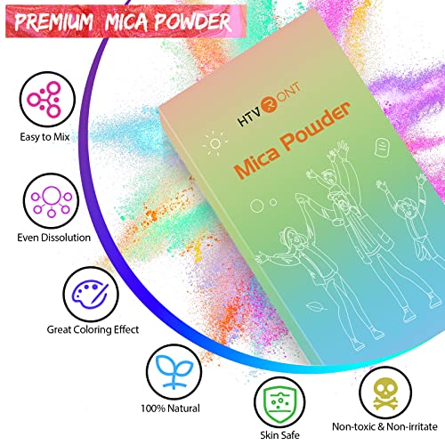 HTVRONT Mica Powder for Epoxy Resin 104 g - 26 Colors Shimmery Pigment Powder - Easy to Mix & Natural for Soap Making, Lip Gloss, Bath Bombs - Image 4