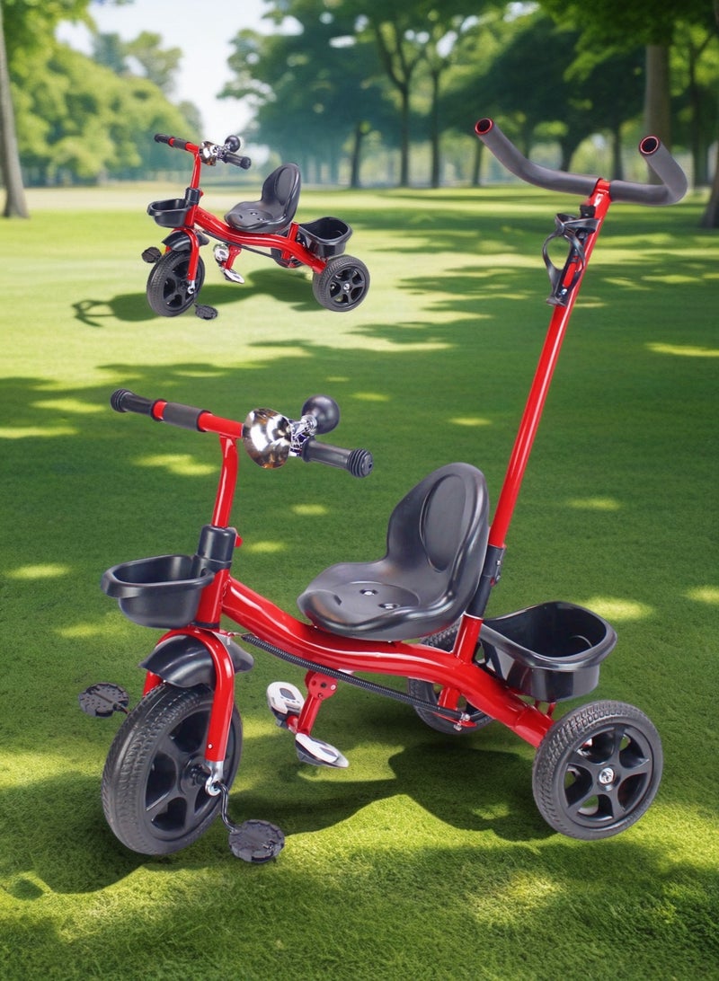 إيزي فيتشور دراجة ثلاثية العجلات سهلة الاستخدام للأطفال من إيزي فيوتشر - مزودة بمقبض دفع للوالدين وسلة تخزين (خيارات رمادية، حمراء، وردية) - Image 1