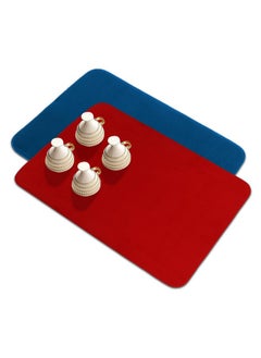 Kuber Industries Kuber Industries Dish Dry Mat | Microfiber Drying Mat | Reversible Kitchen Drying Mat | Absorbent Mat | Kitchen Dish Dry Mat | 38x50 | Pack of 2 | Blue & Red  - Image 1