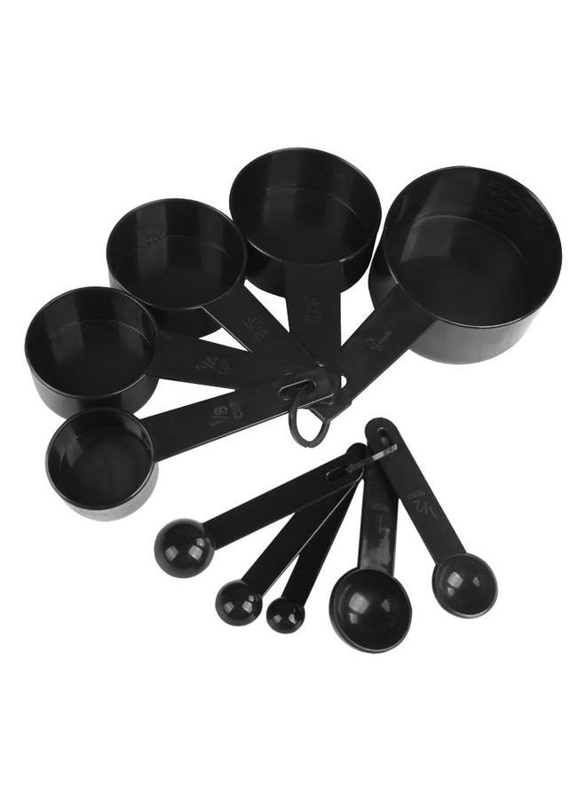 Generic measuring Cups and Spoons, 10 Piece Measuring Cup Spoon Set, Plastic Cups and Spoons Set for Baking,Kitchen and cooking, 5 Measure Cups & 5 Measurement Spoons Set for Cooking Color Black  - Image 1