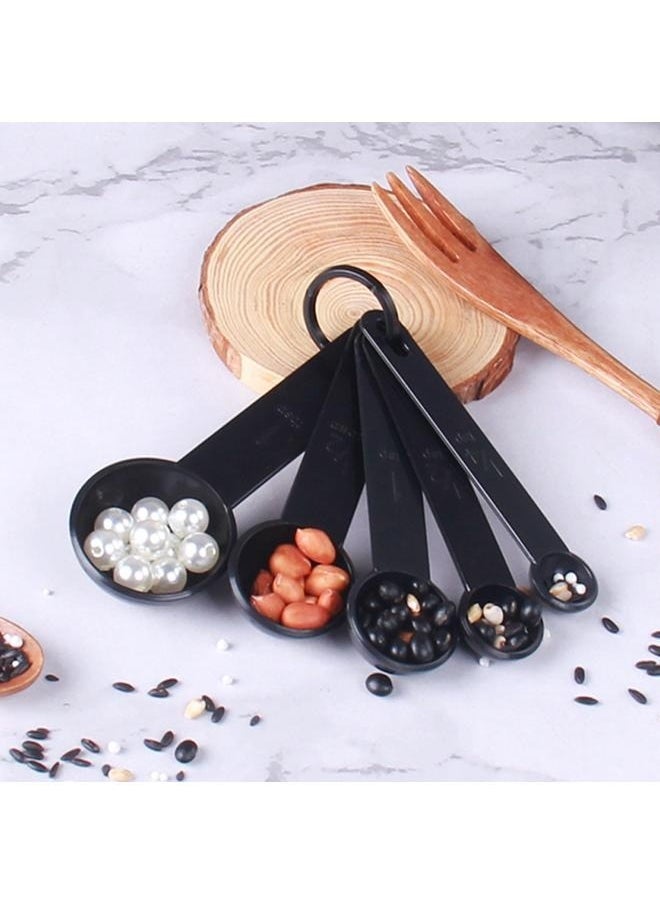 Generic measuring Cups and Spoons, 10 Piece Measuring Cup Spoon Set, Plastic Cups and Spoons Set for Baking,Kitchen and cooking, 5 Measure Cups & 5 Measurement Spoons Set for Cooking Color Black  - Image 2