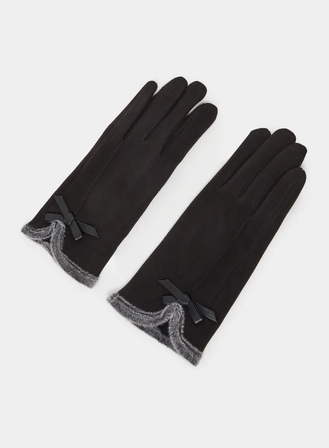 ستايلي قفازات يد مزين بربطة ريبون