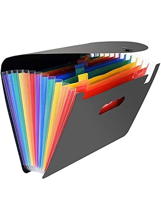 12 Pockets Expanding File Folders, Portable Accordion A4 Expandable File Organizer, Large Capacity Multicolour Stand Plastic Business File Box - Image 1
