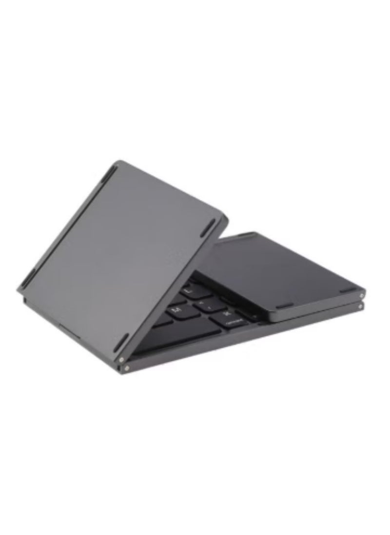 Generic Wireless Foldable Keyboard with Touchpad – Compact & Portable Bluetooth Keyboard for Laptop, Tablet, Smartphone, iPad, Windows, Android, iOS, and Mac | Grey Ultra-Slim Ergonomic Design with Rechargeable Battery  - Image 1