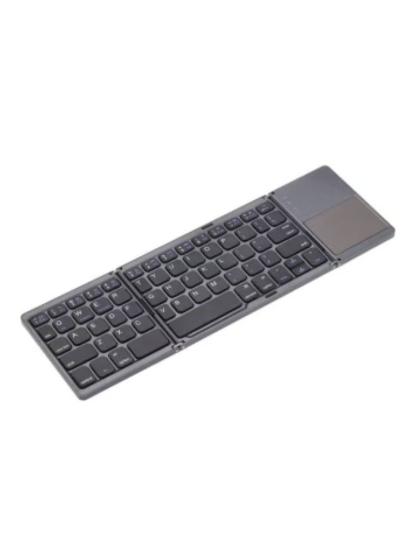 Generic Wireless Foldable Keyboard with Touchpad – Compact & Portable Bluetooth Keyboard for Laptop, Tablet, Smartphone, iPad, Windows, Android, iOS, and Mac | Grey Ultra-Slim Ergonomic Design with Rechargeable Battery  - Image 2