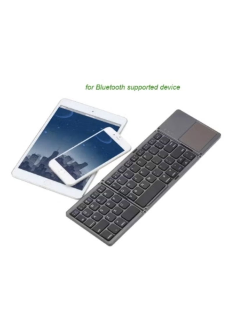 Generic Wireless Foldable Keyboard with Touchpad – Compact & Portable Bluetooth Keyboard for Laptop, Tablet, Smartphone, iPad, Windows, Android, iOS, and Mac | Grey Ultra-Slim Ergonomic Design with Rechargeable Battery  - Image 4