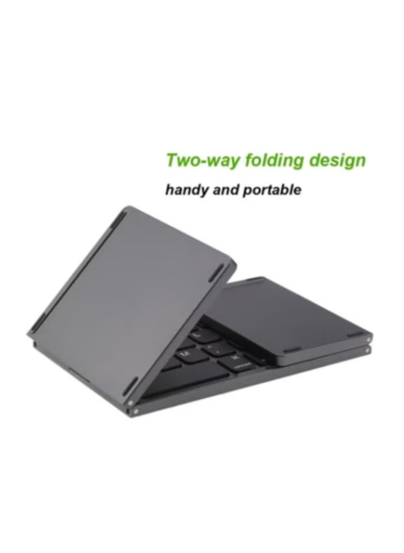 Generic Wireless Foldable Keyboard with Touchpad – Compact & Portable Bluetooth Keyboard for Laptop, Tablet, Smartphone, iPad, Windows, Android, iOS, and Mac | Grey Ultra-Slim Ergonomic Design with Rechargeable Battery  - Image 5
