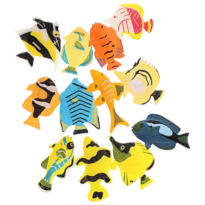 12pcs Tropical Fish Toys Set Vivid Sea Animal Figurines Ocean Animal Figures Miniature Fish Figurines Aquarium Tropical Fish Models - Image 1