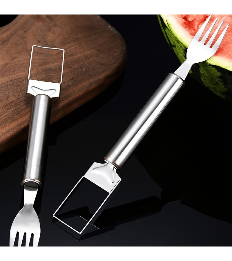 Summer Watermelon Cutter And Slicer 1pc 2 In 1 Cutting Fork Design Fast Fruit Divider Kitchen Gadget For Home Use - Image 1