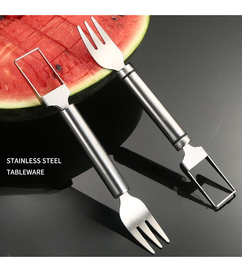 Summer Watermelon Cutter And Slicer 1pc 2 In 1 Cutting Fork Design Fast Fruit Divider Kitchen Gadget For Home Use - Image 3