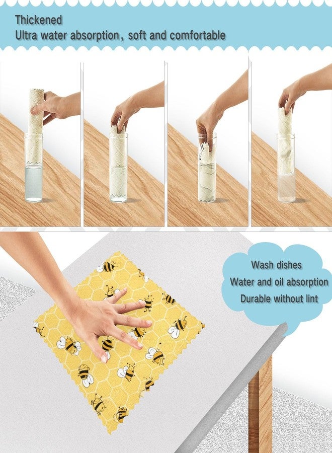 Kcldeci Bees on The Honey Honeycombs 6 Pack Dish Cloths for Washing Dishes Kitchen Dishcloth Microfiber Dish Towel Rags Absorbent Reusable Cleaning Drainer Washcloths - Image 4