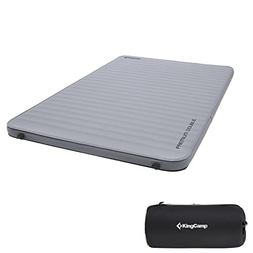 KingCamp Double Self Inflating Sleeping Pad with R Value 9.5, Camping Foam Air Mattress, Portable 3 Inch Large Thick for 2 Person, 79.1'' x 50.3'' x 3.0, Grey - Image 1