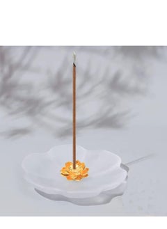 SYOSI Clear Crystal Lotus Flower Incense Holder Crystal Frosting Lotus Stick Incense Burner Incense Holder for Stick Cone Coil Incense with Ash Catcher or Burning Home Decor Yoga Meditation  - Image 1