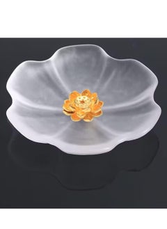SYOSI Clear Crystal Lotus Flower Incense Holder Crystal Frosting Lotus Stick Incense Burner Incense Holder for Stick Cone Coil Incense with Ash Catcher or Burning Home Decor Yoga Meditation  - Image 4
