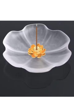 SYOSI Clear Crystal Lotus Flower Incense Holder Crystal Frosting Lotus Stick Incense Burner Incense Holder for Stick Cone Coil Incense with Ash Catcher or Burning Home Decor Yoga Meditation  - Image 5