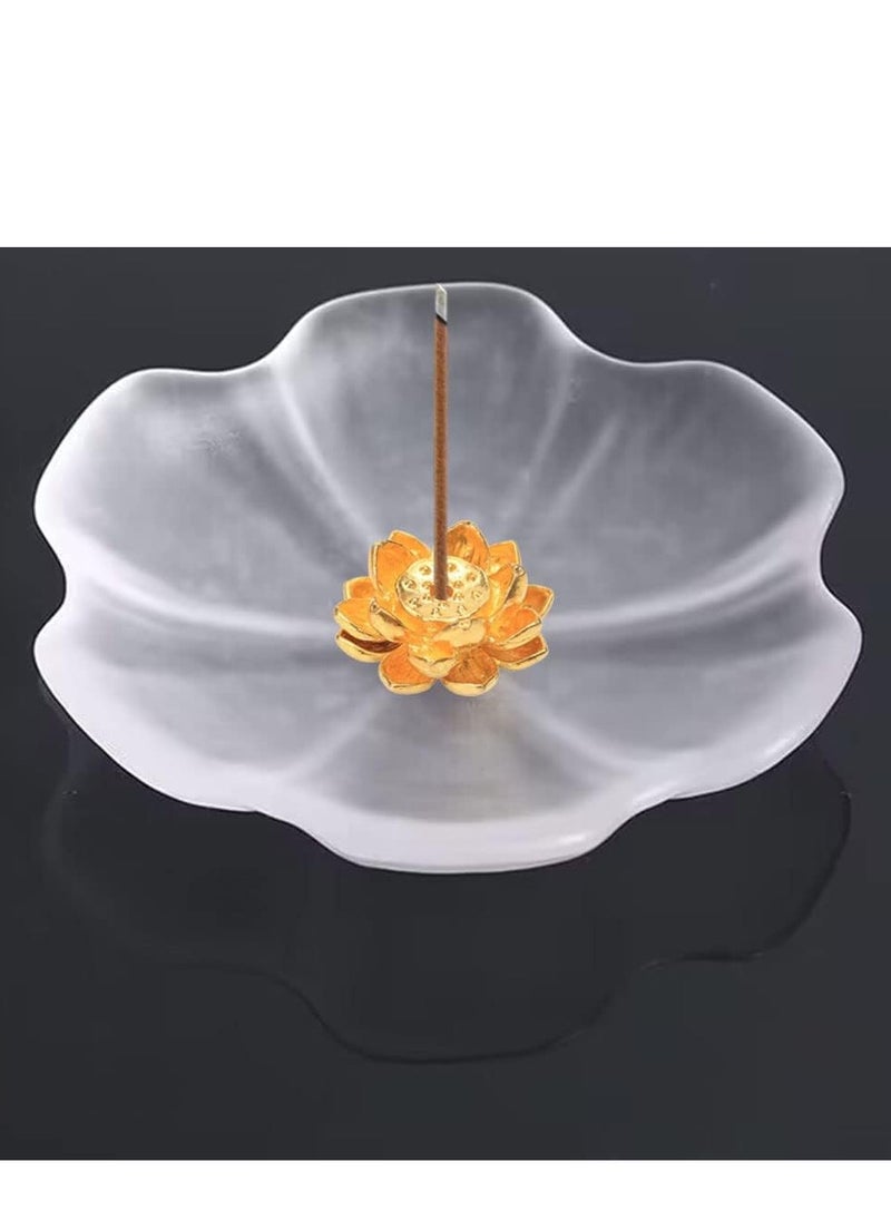 SYOSI Clear Crystal Lotus Flower Incense Holder Crystal Frosting Lotus Stick Incense Burner Incense Holder for Stick Cone Coil Incense with Ash Catcher or Burning Home Decor Yoga Meditation  - Image 5