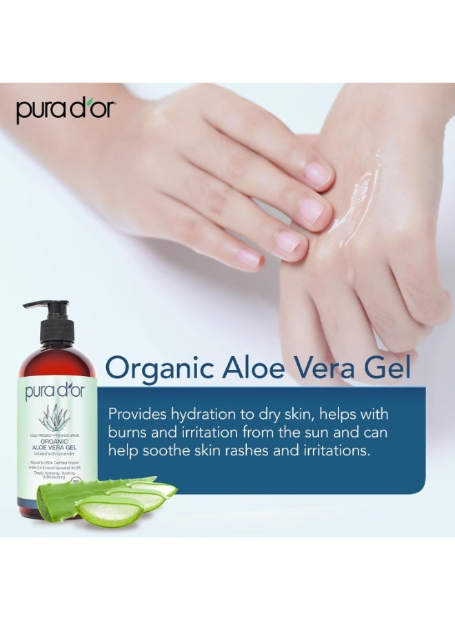 Pura D'or, Organic Aloe Vera Gel, Infused With Lavender, 16 fl oz (473 ml) - Image 3