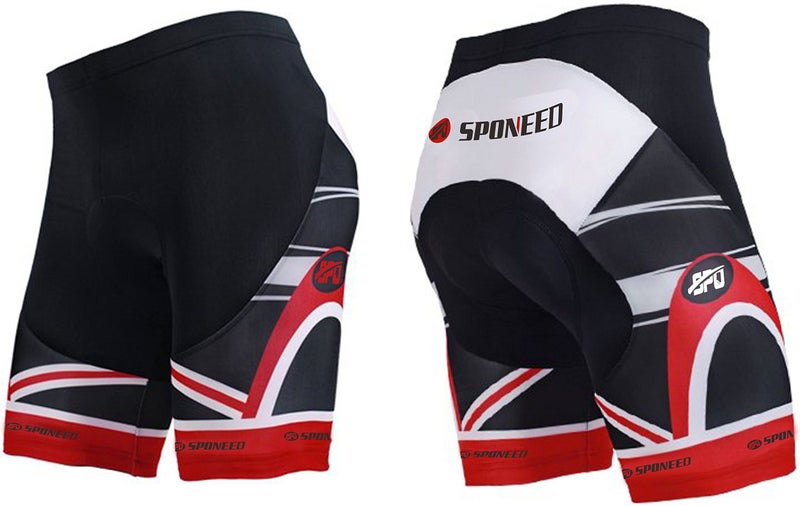 sponeed Biking Shorts Men Padded Tights Bicycle Pants Triathlon Mountain Bike US S Red Multi
