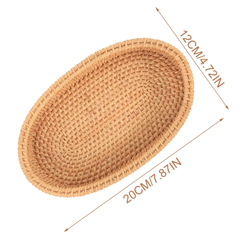 Woven Oval Snack Basket Small 20x12x4cm Japanese Style Wear Resistant Kitchen Storage - Image 3