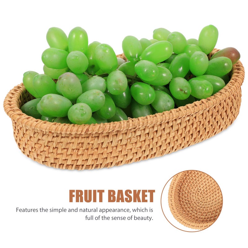 Woven Oval Snack Basket Small 20x12x4cm Japanese Style Wear Resistant Kitchen Storage - Image 5