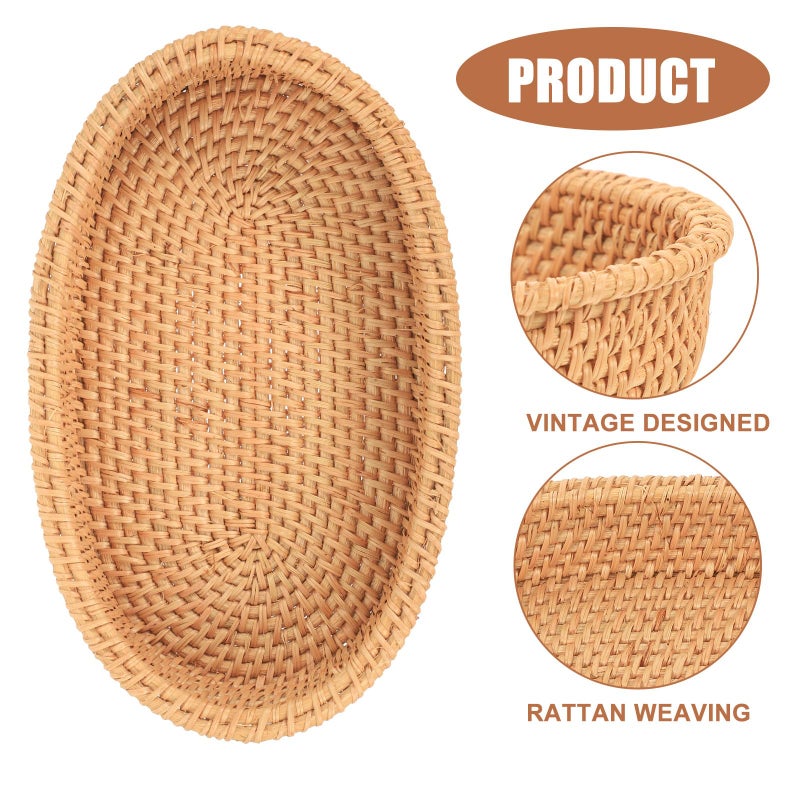Woven Oval Snack Basket Small 20x12x4cm Japanese Style Wear Resistant Kitchen Storage - Image 4