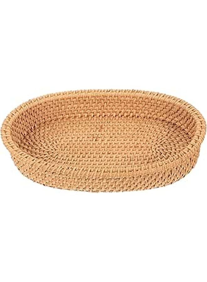 Woven Oval Snack Basket Small 20x12x4cm Japanese Style Wear Resistant Kitchen Storage - Image 1