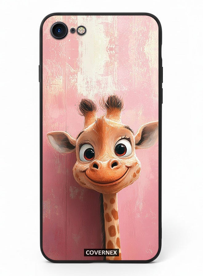 Covernex Apple iPhone SE 2020/2022 Protective Case Cover Printed Featuring Sweet Giraffe Close Up Art - Image 2