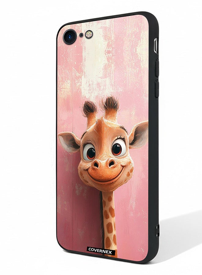 Covernex Apple iPhone SE 2020/2022 Protective Case Cover Printed Featuring Sweet Giraffe Close Up Art - Image 1