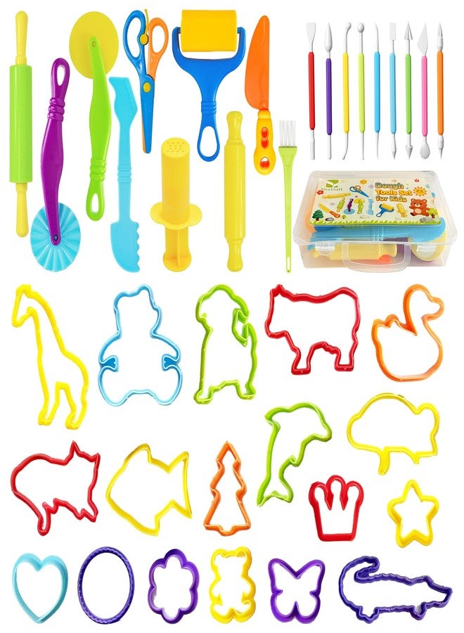Kleeblatt Dough Tools Set for Kids - 20 Pcs Playdough Kit with 9 Basic Dough Tools,9 Double-Headed Clay Carving Tools,8 molds & Cleaning Brush, Safe for Toddlers Ages 2-8 - Image 1