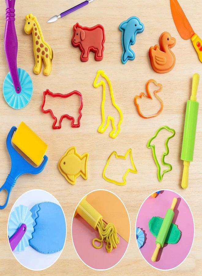Kleeblatt Dough Tools Set for Kids - 20 Pcs Playdough Kit with 9 Basic Dough Tools,9 Double-Headed Clay Carving Tools,8 molds & Cleaning Brush, Safe for Toddlers Ages 2-8 - Image 2
