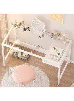 fashionhome Multifunction Modern Design Transparent Desk Dressing Table Study Table Desktop Table Large Storage Workstation for Bedroom Dressing Room 100x50x73 cm  - Image 5