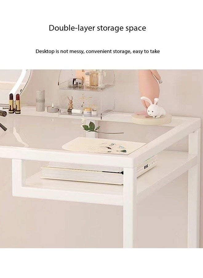 Multifunction Modern Design Transparent Desk Dressing Table Study Table Desktop Table Large Storage Workstation for Bedroom Dressing Room 100x50x73 cm