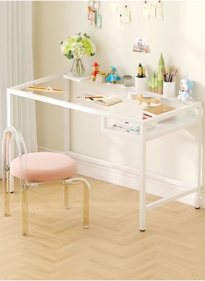 Multifunction Modern Design Transparent Desk Dressing Table Study Table Desktop Table Large Storage Workstation for Bedroom Dressing Room 100x50x73 cm