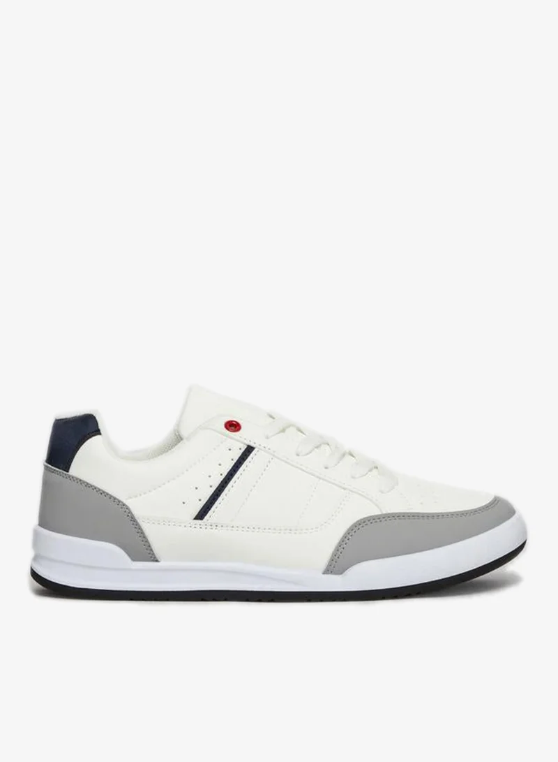 Styli Men Off White Contrast Detail Sneakers