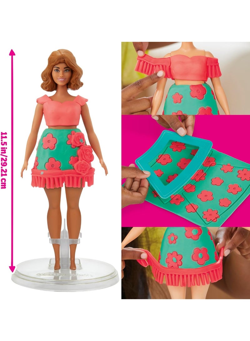 Play-Doh Barbie Florals and Fringe Set, Make Doll Clothes with Modeling Compound & 9 Fashion Accessories - Image 3