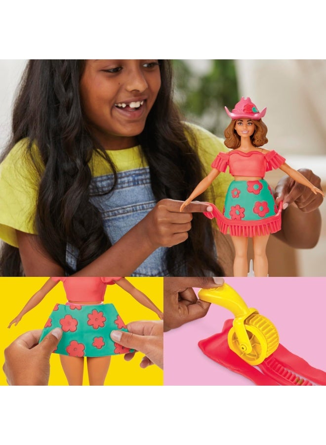 Play-Doh Barbie Florals and Fringe Set, Make Doll Clothes with Modeling Compound & 9 Fashion Accessories - Image 5