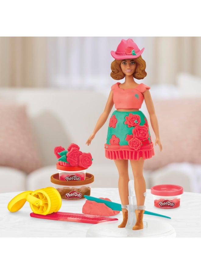 Play-Doh Barbie Florals and Fringe Set, Make Doll Clothes with Modeling Compound & 9 Fashion Accessories - Image 2