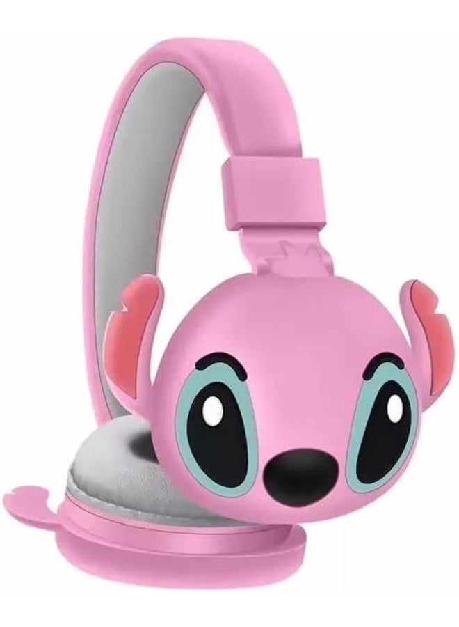 STITCH Wireless Kids Headphones 【Kids Headphones】Cute Cartoon Design 【Bluetooth Kids Headphones】Comfortable and lightweight pink Bluetooth headphones with MP3 and FM support - Image 2