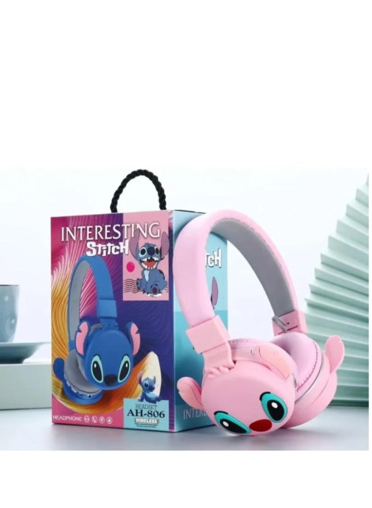STITCH Wireless Kids Headphones 【Kids Headphones】Cute Cartoon Design 【Bluetooth Kids Headphones】Comfortable and lightweight pink Bluetooth headphones with MP3 and FM support - Image 4