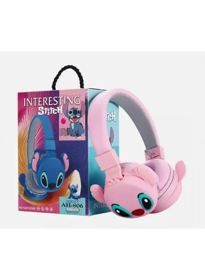 STITCH Wireless Kids Headphones 【Kids Headphones】Cute Cartoon Design 【Bluetooth Kids Headphones】Comfortable and lightweight pink Bluetooth headphones with MP3 and FM support - Image 5