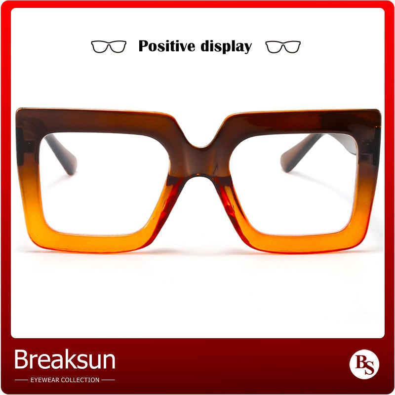 Breaksun Oversized Blue Light Glasses for Women Fashion Thick Square Computer Eyewear Non-Prescription Black Glasses (Brown Orange) - Image 4