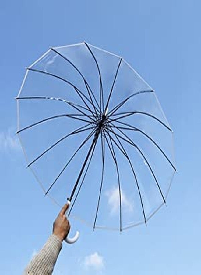 AASMUDRAT Transparent Umbrella Durable Wind-Resistant maximum rain coverage With A Ling Handle for Rain-Decoration for Outdoor Events (Pack Of 1) - Image 5