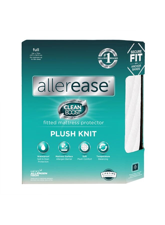 Aller-Ease Clean Boost Plush Knit Mattress Protector, Full - Image 1