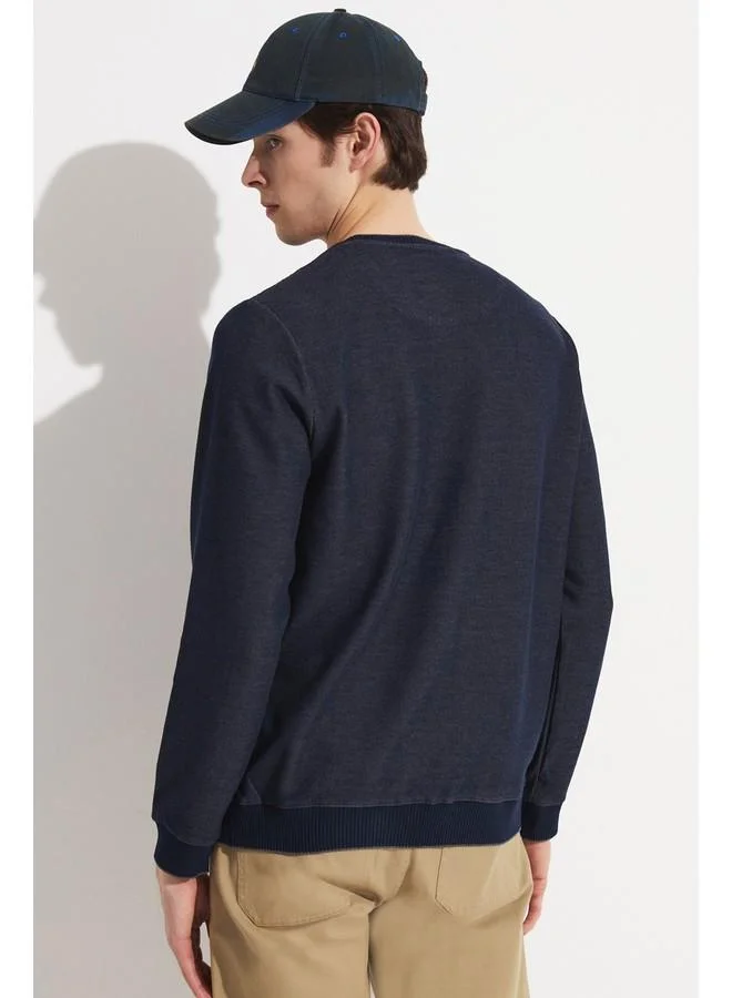 JUNE June Exclusive Men Textured Crew Neck Sweatshirt Teal