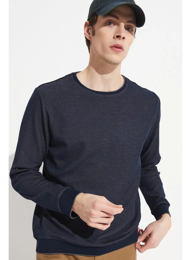 JUNE June Exclusive Men Textured Crew Neck Sweatshirt Teal
