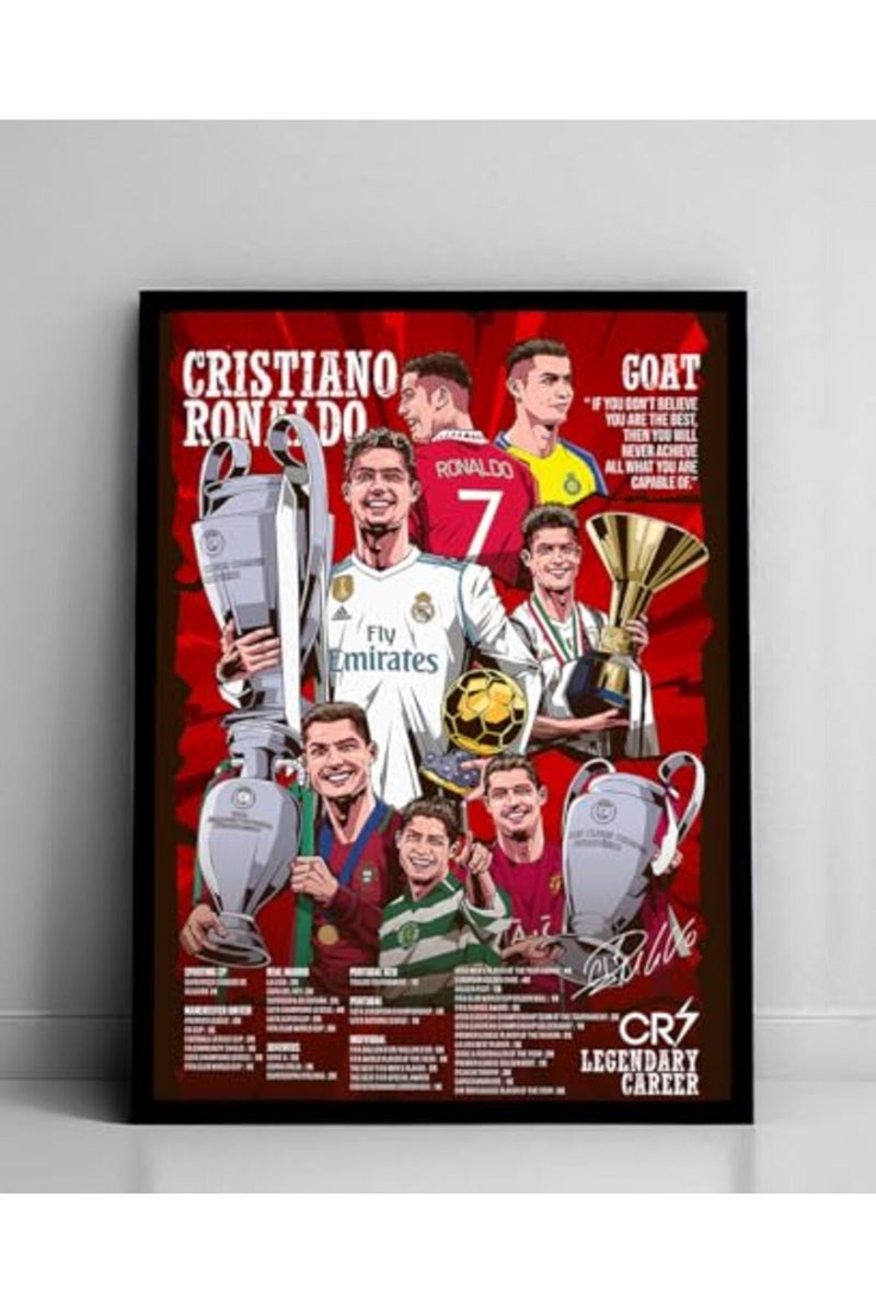 SINCE 7 STORE Lionel Messi, Neymar Jr, and Cristiano Ronaldo Legendary Career Framed Poster - Image 4